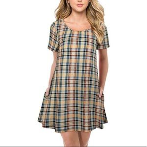 Timeson Casual Plaid Tunic Dress